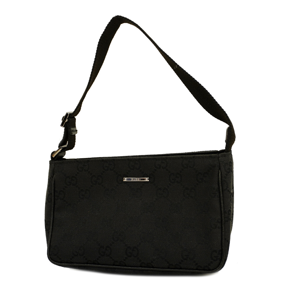 Auth Gucci GG Canvas 106644 Women's Pouch Black